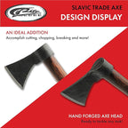 SZCO Supplies 16" Viking Style Hand-Forged Axe - Carbon Steel Blade with Wooden Handle, Medieval Slavic Trade Axe for Chopping, Camping, and Historical Reenactments