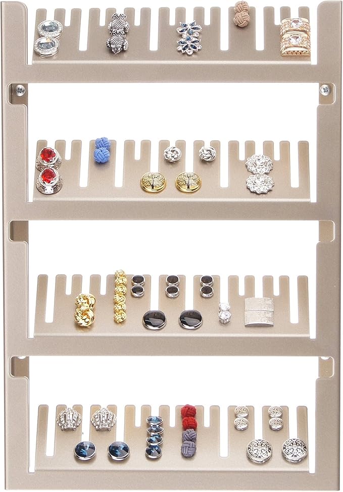 Angelynn's Wall Mounted Large Statement Finger Ring Holder Display, Cufflink/Cuff Link Storage, Hanging Closet Body Jewelry Organizer Men and Women, Jaymes Satin Nickel Silver 9" x13 1/4"