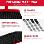Heavy Duty Angle Broom, 55-Inch Long Handle Extra Wide 12.6 Inch Head, Stainless Steel Tube & PP Bristles for Pet Hair and Dust, Floor Safe - Red