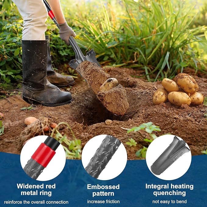 Drain Spade Root Saw Spade Narrow Serrated Shovel Digging Shovels for Cutting Root, Digging, Trenching,Transplanting,44 inches