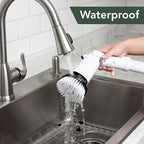 Electric Power Spin Scrubber - Cordless Cleaning Brush with 7 Replaceable Brush Heads - 3 Speed with Flashlight - Adjustable and Extendable for Cleaning Tile Grout Bathtub Window Kitchen Floor