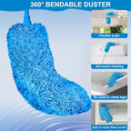 JEHONN Duster with Extension Pole 100 inches for Cleaning High Ceiling Fan, Extendable Long Handle Microfiber Feather Dust Remover, Telescoping Dusting Tool for AC Vent Cobweb House Exterior Interior