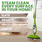H2O X5 Dual Buff Steam Mop, 8 in 1 Handheld Steam Cleaner For Kitchen Tile Floors, Hardwood Floors, Grout Cleaner, Upholstery Cleaner and Carpets, 2 washable scrub pads, 11 cleaning accessories