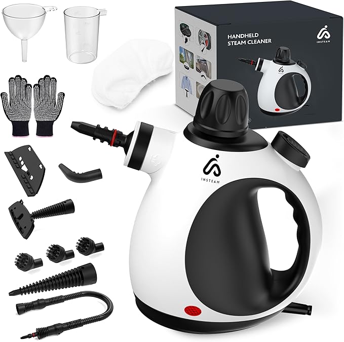 Steam Cleaner Handheld 12 Accessories Kit with Heat Resistant Gloves, Multi-Surface Steamer for Cleaning Home, Upholstery, Car, Floor, Grout and Tile