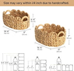 StorageWorks Scalloped Wicker Basket, Hand-woven Rattan Baskets with Built-in Handles, Cute Baby Basket for Nursery, Water Hyacinth Baskets for Organizing and Decor, 2 Pack