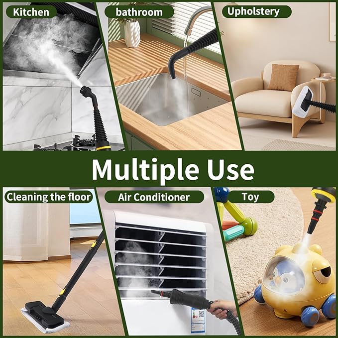 Steam Mop with Detachable Handheld Steam Cleaner,350ml 1050W Floor Steamer Cleaner for Home with 16 Accessory Kit, Multi-Purpose Steamer for Cleaning Floor, Tile, Windows, Couch, Grout,Dirt（yellow）