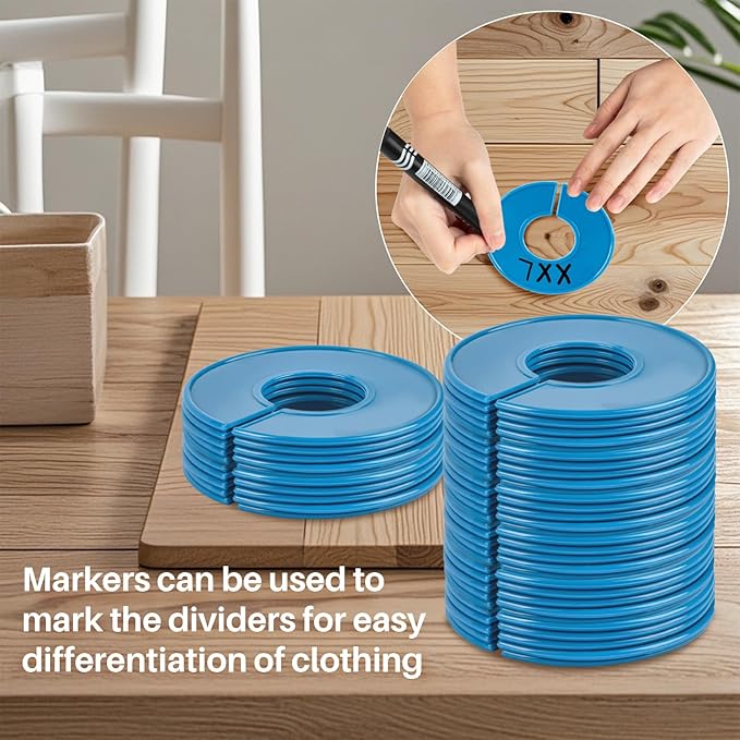 Sukh Baby Closet Dividers 30pcs - Plastic Clothes Organizer Shelf Tags Labels for Clothing Rack Wardrobe Store Warehouse Nursery Must Haves Boutique Supplies Sturdy Durable Flexible No Burrs (Blue)