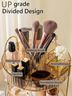 Asayuee 360 Rotating Makeup Organizer,2 Tier Large Capacity Make Up Organizers and Storage,Skincare Perfume Vanity Organizers,Bathroom Cosmetics Storage Organizer Countertop(Gold)