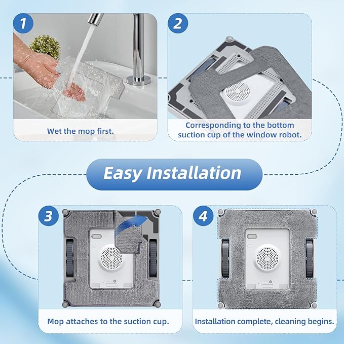 16 Pack Mopping Pads for ECOVACS Winbot W2 PRO Omni / W2 PRO / W2 / W1 PRO / W1 Window Cleaning Robot, Washable Microfiber Mop Pad Window Cleaning Replacement Accessories