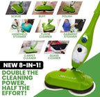 H2O X5 Dual Buff Steam Mop, 8 in 1 Handheld Steam Cleaner For Kitchen Tile Floors, Hardwood Floors, Grout Cleaner, Upholstery Cleaner and Carpets, 2 washable scrub pads, 11 cleaning accessories