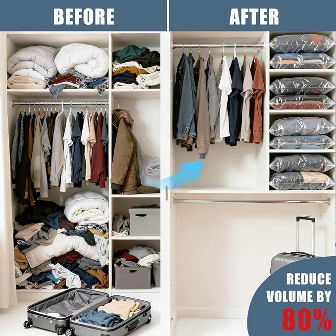 15 Jumbo Vacuum Storage Bags with Electric Pump, Vacuum Seal Bags for Clothing Space Saver Compression Storage Bag Large for Clothing Travel Comforters Blankets Pillows Bedding Duvets Clothes