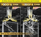 Handheld Car Vacuum Cleaner 3 in 1 High Power|15000PA Brushless Motor|Super Suction Portable Vacuum with Super Endurance for Car and Home