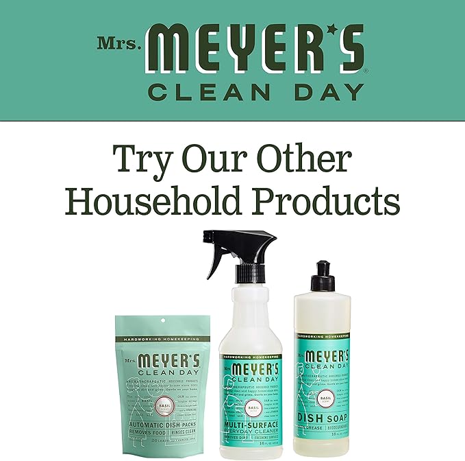 MRS. MEYER'S CLEAN DAY Liquid Dish Soap, Biodegradable Formula, Basil, 16 fl. oz - Pack of 3