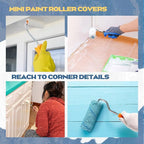 Leumoi 300 Pcs 4 Inch Mini Paint Roller Cover 1/2" Nap Small Microfiber Roller Covers Home Repair Tools House Household Supplies Kit(Blue, White)