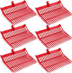 Lasnten 6 Pcs Manure Fork Replacement Head, 18 Tines Pitchfork Head with Screws and Nuts, Horse Manure Rake for Picking up Grass and Hay(Red)