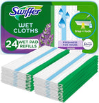 Swiffer Sweep + Mop, Wet Pads Refill, Floor Cleaner for Dirt, Dust, Hair, Cleaning Cloths for Mopping Home, Bathroom, Kitchen, All Purpose Multi-Surface Floor Wipes, Lavender, 24ct
