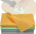 Hricane 4-Pack 12"x12" Guitar Cloths Ultrafine fiber suede Plush Polishing Cloths for Musical Instruments Premium Polishing & Cleaning Cloths for Guitar Violin Piano Clarinet Trumpet Sax Universal