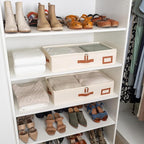 OrganiHaus Under Bed Storage Containers, Bedroom Storage and Organization Bins, Clothes Organizer for Closet with Clear Cover and Reinforced Handles - Set of 2 23.5x12.5x5 inches Off-White