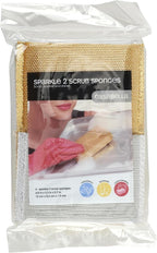 Casabella Sparkle Scrub Sponge Set Absorbent Sponges with Scrubber Exterior Dishwasher-Safe, 4-Pack