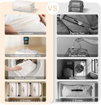Comforter Storage Bag - Extra Large Capacity Blanket Storage Bags 4-Layer Ultra Space Saving Self Compression Organizer, Washable Compression Bags for Storage Comforter Blanket, 1-Pack, Beige