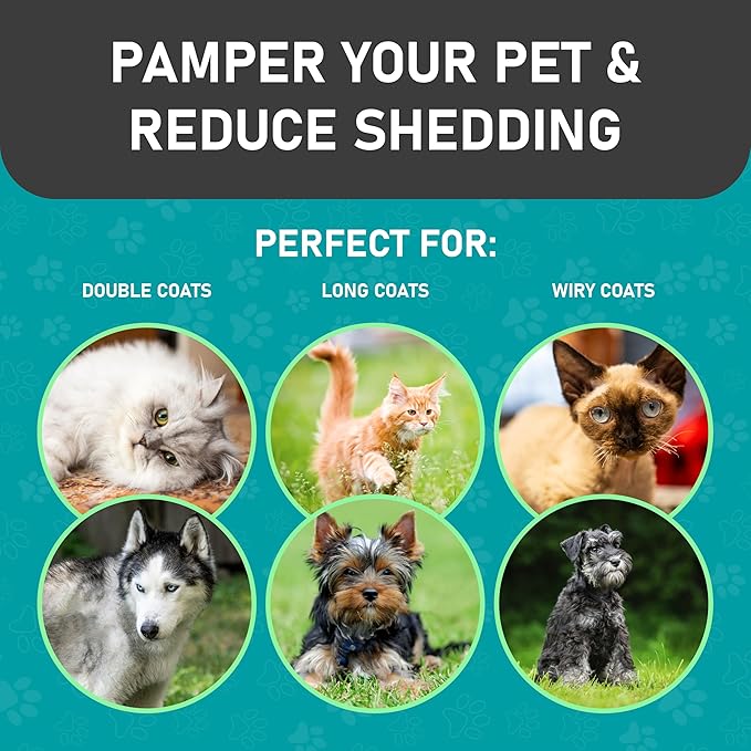 Maxpower Planet Pet Grooming Brush - Double Sided Shedding and Dematting Undercoat Rake Comb for Dogs and Cats,Extra Wide (C1 - Brush & Gloves, Large)