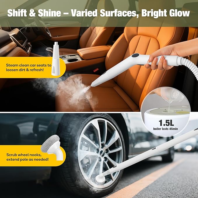 Newbealer Heavy-Duty Steam Cleaner for Home, Stainless Steel Boiler, Steam Mop with 20-Piece Accessories, Max 5 Bar, Multi-Purpose Steamer for Floors, Cars, Furniture, Upholstery, and More