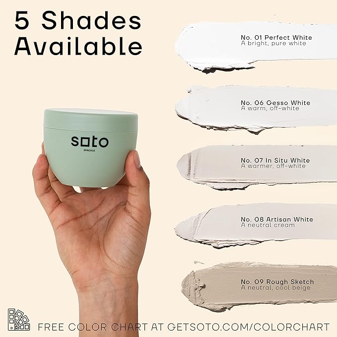 soto Large Hole Repair (Up to 4"), Off-White Spackle, 7-Piece Kit (No. 08 Artisan White) - High Strength Hole Repair Kit for use on: Walls, Drywall, Ceiling, Furniture, Cabinets