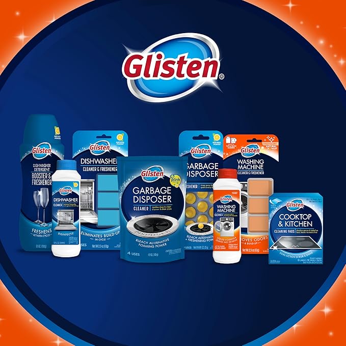 Glisten Washing Machine Cleaner, Helps Remove Odor, Buildup, and Limescale, Fresh Scent, Made in the USA, 12 Ounce Bottle, 3-Pack