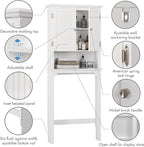 UTEX Over The Toilet Storage Cabinet, Over Toilet Bathroom Organizer with Adjustable Shelves and Double Doors, White