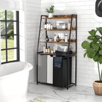 Herture Laundry Basket, 3 Section Laundry Hamper with 4 Tiers Shelf, Pull-Out and Removable Laundry Bags, Large 3 x 15.87 Gallons, for Laundry Room Bathroom Rustic Brown PF05XLN