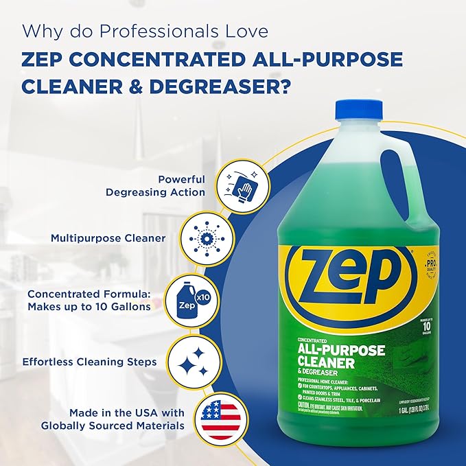Zep All-Purpose Cleaner and Degreaser 128 oz ZU0567128 (Pack of 2) Cleans Almost Any Surface