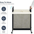 STO STO Laundry Hamper 2 Section, 100L Rolling Laundry Sorter Cart with Removable and Washable Liner Bag, Clothes Hamper with Wheels and Metal Handle for Laundry Room and Bedroom