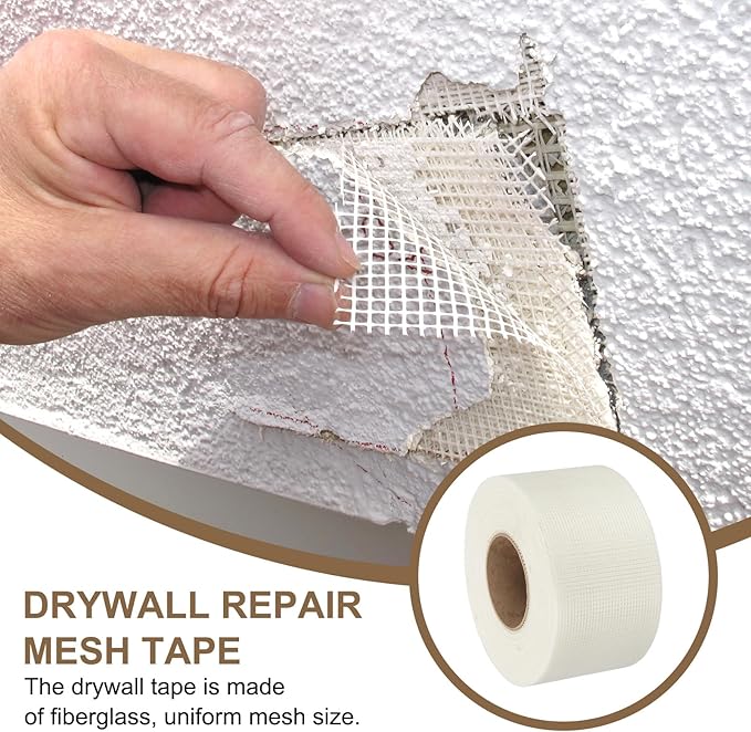 PATIKIL Drywall Repair Mesh Tape, 4 inch x 328 ft Fiberglass Repair Patch Self-Adhesive Dry Wall Joint Tape 9 Mesh Wall Hole Crack and Seam Patch, White