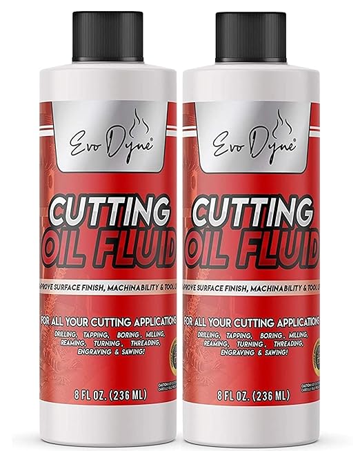 2-Pack Evo Dyne Cutting Oil Fluid (8oz), Made in USA - Multipurpose - Cutting Oil for Drilling, Tapping, Milling - Machine Cutting Fluid | Safe on Metal & Glass