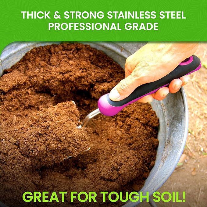 Garden Guru Super Strong Garden Trowel Hand Shovel - Stainless Steel - Rust Resistant - Ergonomic Grip - Perfect Tool for Gardening, Weeding, Transplanting and Digging in Garden Beds (Pink)