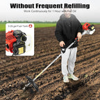 Gas-Powered Handheld Tiller Cultivator, 51.7CC 2-Stroke Engine, 1.45kW, 6500RPM, Lightweight, Mini Tiller Cultivator for Efficient Soil Loosening, Weeding & Farming in Gardens, Hills & Hard Soil