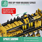 Suchtale Power Tool Organizer Wall Mount,Drill Organizer,33.2" Garage Storage,8 Drill Holders,3 Layers Heavy Duty Metal Shelf with 8 Outlets Power Strip, Gifts for Dad,Husband,Yellow