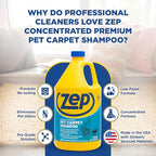Zep Premium Pet Carpet Shampoo - 1 Gallon (Case of 2) ZUPPC128 - Concentrated Pro Formula Removes Tough Pet Stains and Odors