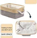 TcaFmac Organization and Storage Bins for Shelves - Small 6 Pack 12x8x5.2 inch Collapsible Storage Basket for Organizing, Fabric Storage Cubes for Gifts Empty for Toy Books (Gold & Grey)