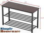 Simple Houseware Wood Top Shoe Storage Bench for Entryway, Dark Brown