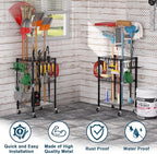 T1 Garden Tool Organizer（With Lockable Wheels）Heavy Duty Garage Tool Storage for Yard，Shed，Outdoor and Lawn，Freestanding Tool Organizers and Storage UP to 50 Tools，Black with Anti-Tip Device