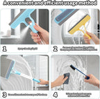 3 in 1 Window Cleaning Scraper, Spray Squeegee, Mirror Cleaner Tool, 3 in 1 Squeegee for Shower Glass, Squeegee with Sprayer, Shower Squeege, Squeegee and Scrubber with Spray, for Mirrors, Bathroom