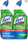 Lysol Toilet Bowl Cleaner Clinging Gel, Cleaning, Disinfecting, and Stain Removal, Bleach Free Bathroom Cleaning Supplies, Bamboo Scent, 24 fl oz. (2 Pack)