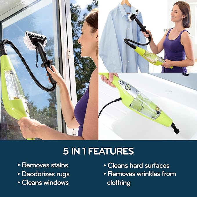 H2O HD 5-in-1 DUALBLAST Steam Mop and Handheld Steam Cleaner For Floor Cleaning, Hardwood Floors, Grout Cleaner, Upholstery Cleaner, Tiles and Carpets
