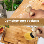 Cutting Board Oil Wax Applicator and Scrub Brush Set- Natural Bamboo with Sisal Fiber and Sponge for Food Grade Mineral Oil Board，Wooden Worktops,Utensil Care