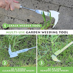 Crack Weeder, 12" Stainless Steel Crevice Weeding Tool with Wood Handle, Axe-Shaped Side-Walk Weed Puller Spatula, for Garden Lawn Yard Patio Terrace Paving Moss, Small Gardening Tool