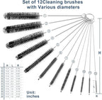 Straw Cleaner Brush Set, 12 Pieces Botthle Cleaning Brush and Nylon Tube Brush Brush, 11.8 Inch Long Cleaning Brush Kit for Water Bottle, Straws on Tumbler, Sippy Cup, Tea Pot Spout