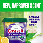 Cascade Platinum Plus Dishwasher Pods, Dishwasher Detergent, Dish Detergent Soap, Lemon, 57 Count