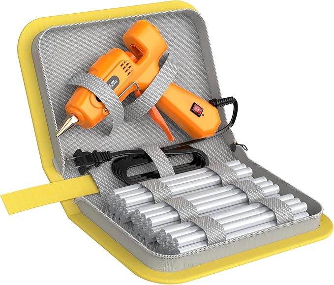 IZIO Hot glue gun and sticks set with 21 glue sticks (7/16")& storage pouch, ideal for bonding wood, fabric, plastic, diy projects, home repairs,handmade crafts，photo frames, diy fairy gardens,orange