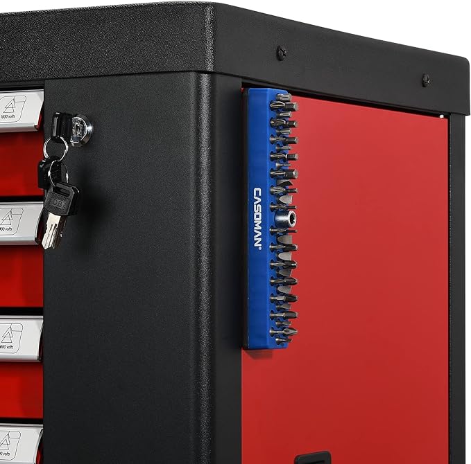 CASOMAN 2PCS 1/4" Hex Bit Organizer with Magnetic Base - Red & Blue, 86 Hole Bit Organizer with Strong Magnetic Base, Magnetic Bit Organizer for Your Specialty
